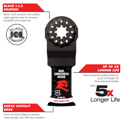 Diablo 30mm Starlock Bi-Metal Demo Demon OMT - Nail Embedded Wood - 10 Pack - Durable Cutting Blades