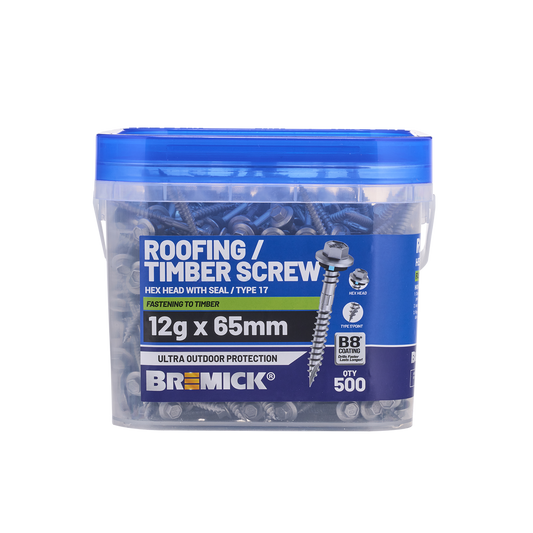 Bremick Hex Roofing Screw 12g x 65mm - Box of 500 - Watertight Seal - Corrosion Resistant – view 2 - Auzzistore