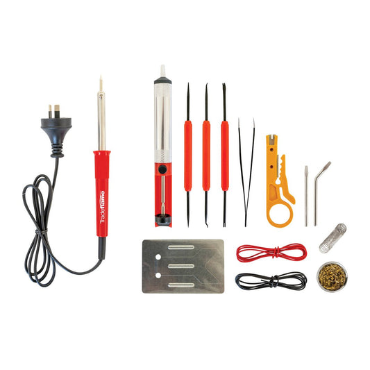 Tradeflame 15 Piece Soldering Starter Kit - 30W Iron - Compact Set - 80mm x 250mm - Auzzistore