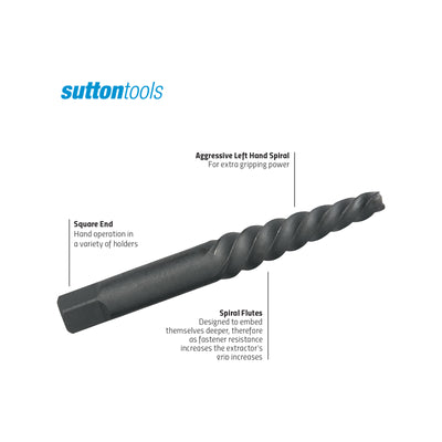Sutton Tools No2 Easy Out Extractor Screw Set - Steel - 45mm - Durable