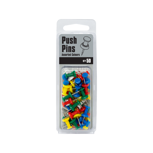 Pinnacle Push Pins - Assorted Colours - 50 Pack - Easy To Carry – view 2 - Auzzistore