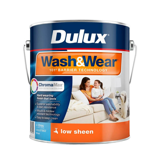 Dulux 4L Blue Low Sheen Wash Wear Interior Paint - 192mm x 179mm x 176mm - Washable, Stain Resistant - Auzzistore