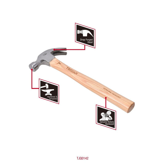 Trojan Timber Claw Hammer 8oz 225g - Hardened Carbon Steel - Lightweight – view 2 - Auzzistore