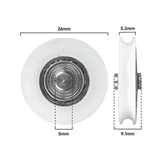 Rolltrak Nylon Concave Roller - 26mm - Nylon - 15kg Load Rate – view 2 - Auzzistore