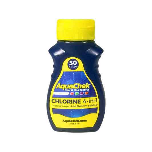 AquaChek 4 In 1 Chlorine Pool Test Strips - 50 Pack - Plastic - Easy Use
