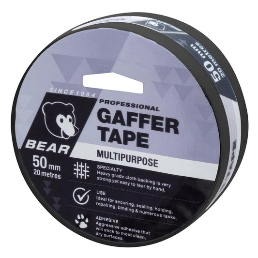 Bear Multipurpose Gaffer Tape - 50mm x 20m - Black - Heavy Duty