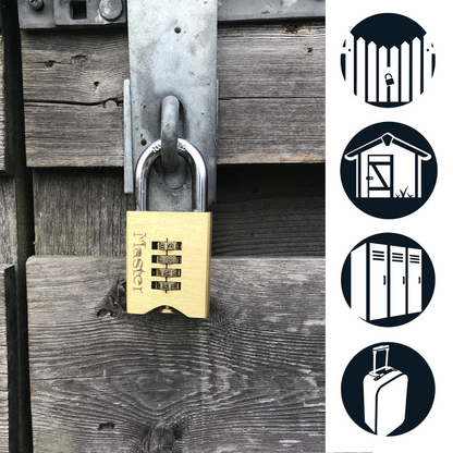 Master Lock 50mm Brass Resettable Combination Padlock - Strong - Durable - Weather Resistant