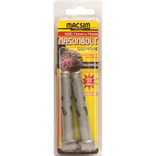 Macsim Fasteners 12 x 75mm Galvanised Sleeve Anchor 2 Pack - Auzzistore