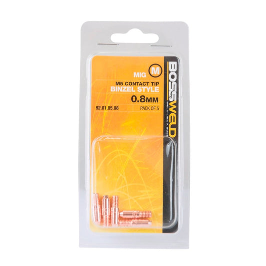 Bossweld 0.8mm Binzel Style M5 Contact Tip 5 Pack - Durable - High Quality – view 2 - Auzzistore