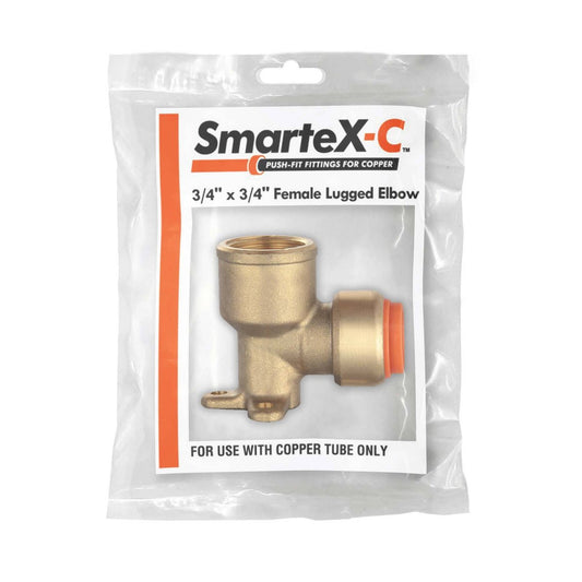 Smartex Copper Female Lugged Elbow 20 x 20mm - Push-Fit - Lead Free Brass – view 2 - Auzzistore