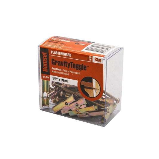 Ramset Gravity Toggle 1 8 x 50mm Gold Steel 20 Pack Flush Fixing