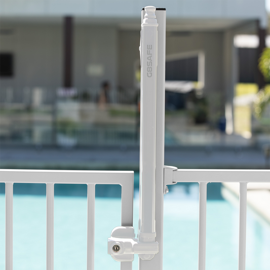 Protectoral G8Safe Key Lockable Trilatch Pool Gate Latch - 110mm x 550mm - White - Safety Compliance – view 2 - Auzzistore