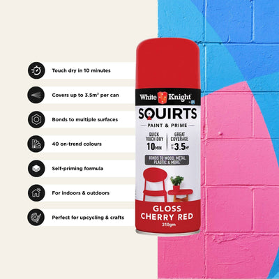 White Knight Squirts Cherry Red Gloss Spray Paint 310g Durable Finish