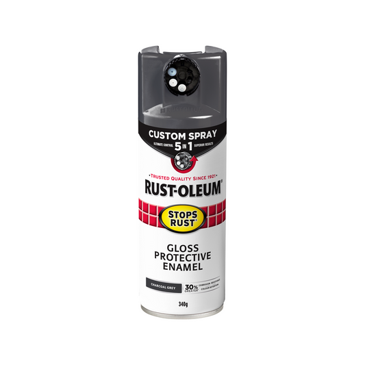 Rust Oleum 340g Charcoal Grey Gloss Spray Paint - 5 in 1 Custom Spray - Rust Protection - Auzzistore