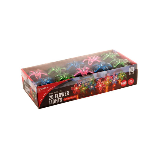 Lytworx Warm White Flower Lights - 20 LEDs - 2.85m - Battery Operated - Auzzistore