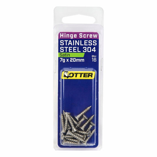 Otter Satin Stainless Steel 304 Hinge Screws 7 x 20mm - 16 Pack - Auzzistore