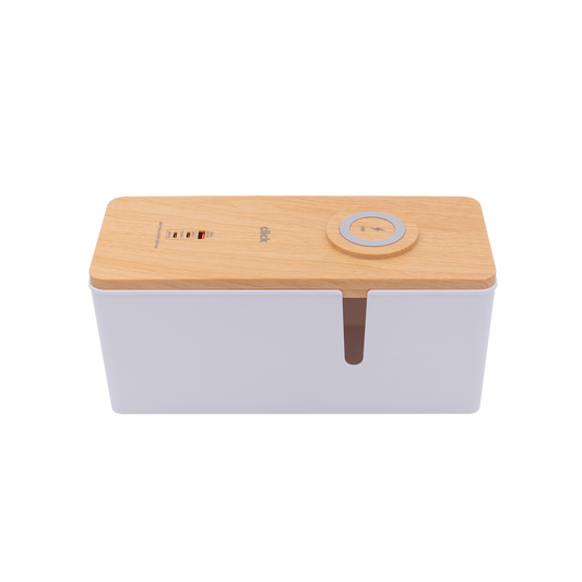 Click Cable Management Box - USB & Wireless Charger - 290mm x 127mm x 113mm - Organises Cables – view 2 - Auzzistore