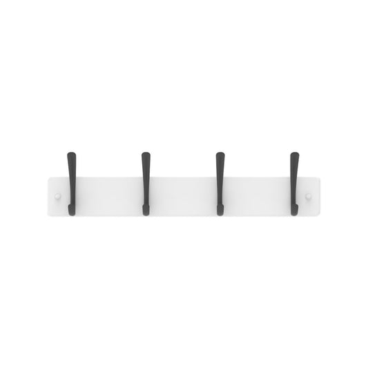 Mode 4 Hat Coat Rack - 450mm - White Board - 4 Black Hooks