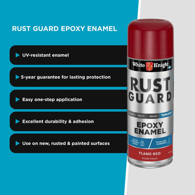 White Knight Rust Guard Epoxy Enamel Spray Paint 310g Flame Red Gloss