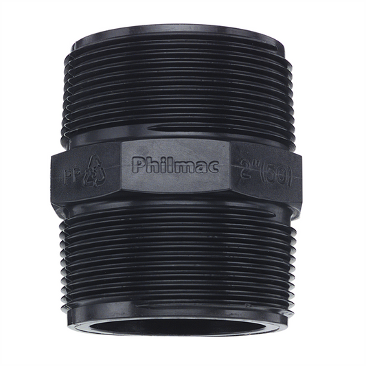 Philmac 2" BSP Thread Pipe Nipple - Polypropylene - Durable Connection