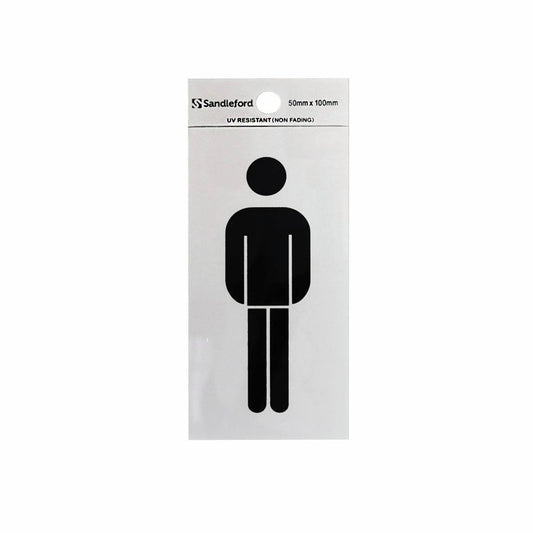 Sandleford Mens Symbol Self Adhesive Sign 100 x 50mm - Silver - Auzzistore