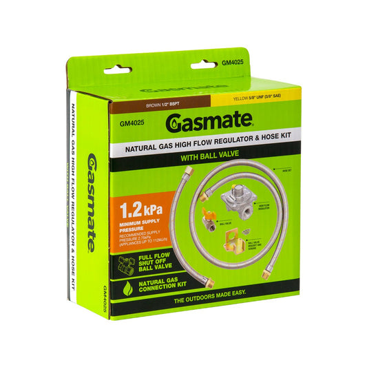 Gasmate Natural Gas Highflow Conversion Kit - 2 to 6 Burner BBQ - 300mm & 1200mm Hose – view 2 - Auzzistore