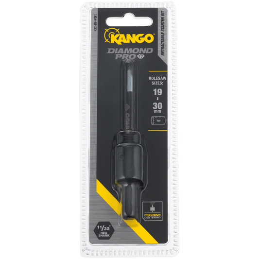 Kango 19 Diamond Holesaw Arbor 30mm with Retractable Starter Bit - Yellow - Auzzistore
