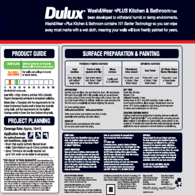 Dulux Interior Paint Wash Wear Plus 4L Semi Gloss Vivid White