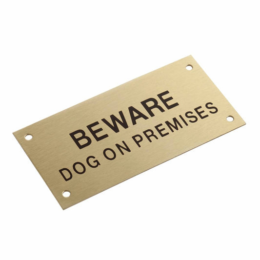 Sandleford Brass Beware Dog on Premises Sign - 95 x 47mm - Rust-Resistant - Auzzistore