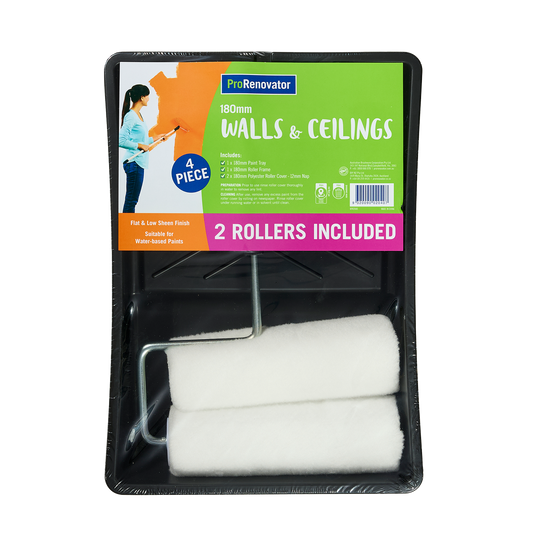 Prorenovator Roller Kit - 4 Piece - 180mm - 2 Rollers - Durable - Auzzistore