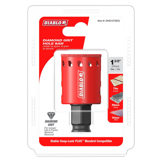 Diablo Diamond Grit Hole Saw - 1-3/8" - Efficient Drilling in Tile, Stone, Glass - Auzzistore