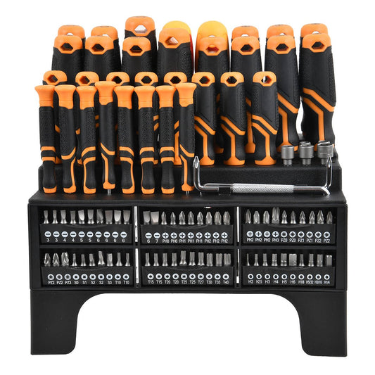Craftright 100 Piece Screwdriver Set - 300mm x 310mm x 150mm - Durable Steel - Soft Grip Handles - Auzzistore