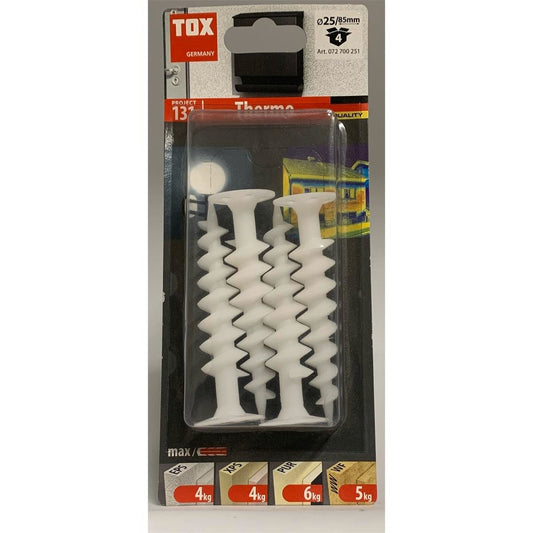 Tox Fasteners Styromate 85mm 4 Pack UV Stable Polystyrene Fixings - Auzzistore