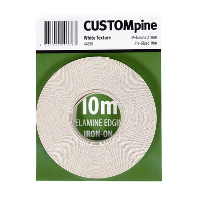 Custompine White Preglued Edgetape 21mm x 10m Iron On Easy Apply