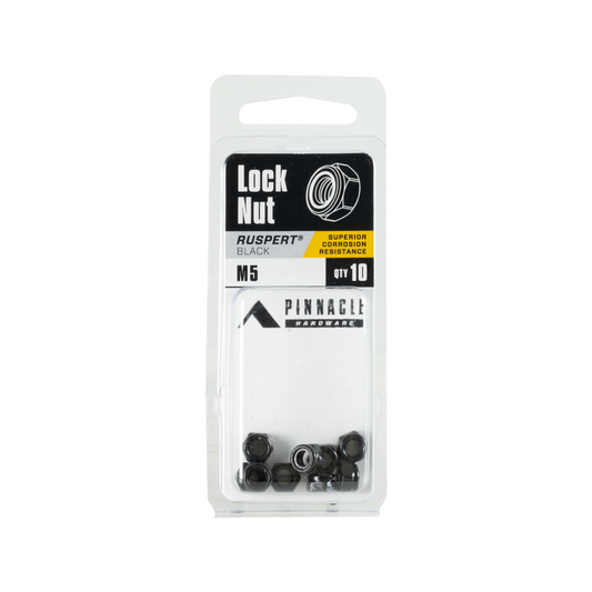 Pinnacle m5 Black Ruspert Nylon Lock Nut 10 Pack - 48mm x 17mm - Vibration Resistant – view 2 - Auzzistore