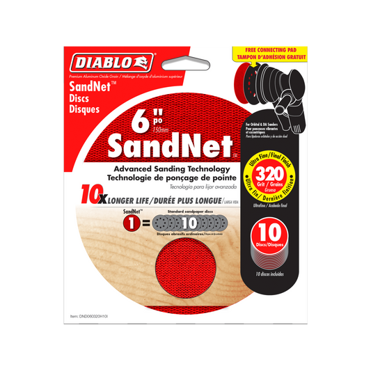 Diablo Orbital SandNet Discs - 150mm - Aluminium Oxide - 320 Grit - 10 Pack - Auzzistore