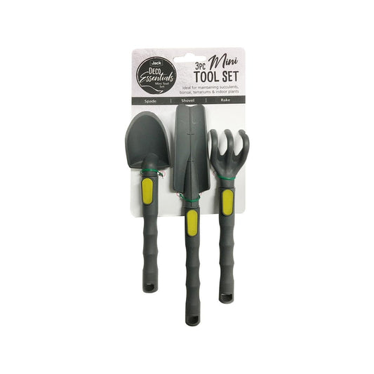 Jack 3 Piece Mini Tool Set - Indoor Gardening Tools - 170mm Spade, 210mm Shovel, 165mm Rake - Auzzistore