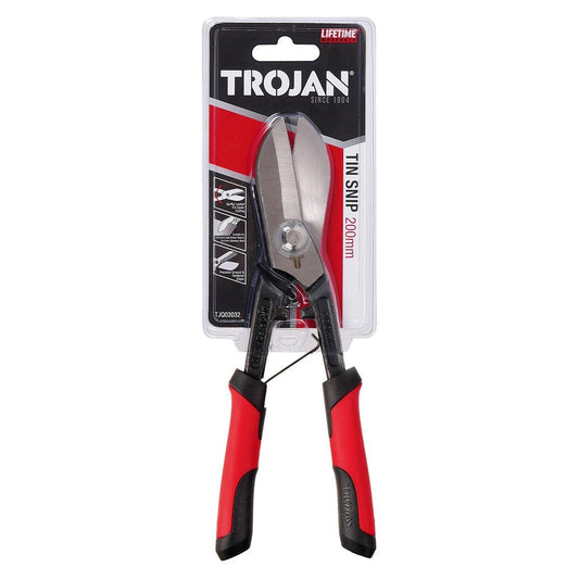 Trojan Tin Snips - 200mm - Cold Rolled Steel - Spring Loaded Jaws - Auzzistore