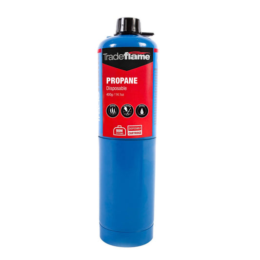 Tradeflame 400g Propane Cartridge - Slimline - Safe - High Heat Output - Auzzistore