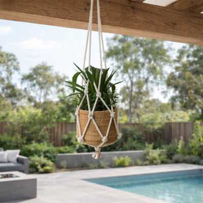Eden 110cm Cotton Macrame Hanger - Hand-Woven Plant Display with Tassels