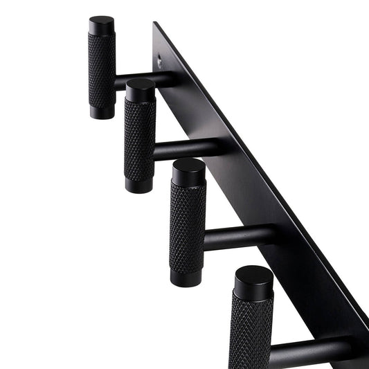 Adoored 4 Hook Rack - Black Knurled - 400mm - Durable Steel - Easy Install – view 2