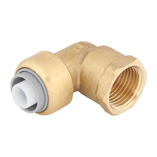 Smartex Pex Female Elbow - 16 x 15mm - Lead Free Brass - Push-Fit Fitting - Auzzistore