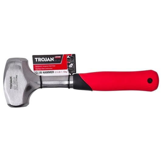 Trojan 1kg Steel Club Hammer - Induction Hardened - Red and Black - Auzzistore