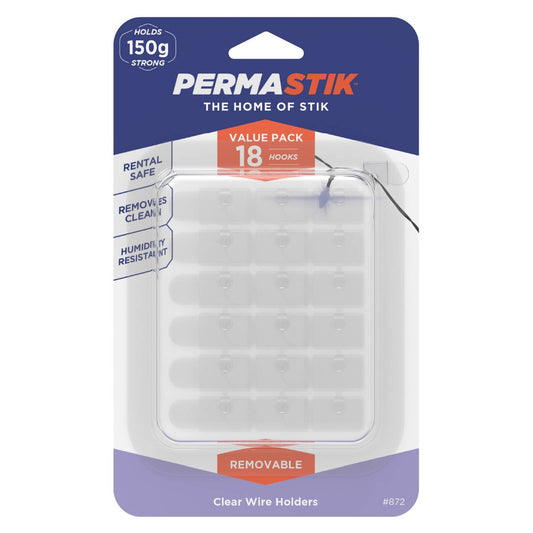 Permastik Clear Wire Holders - 18 Pack - Plastic - Easy To Apply