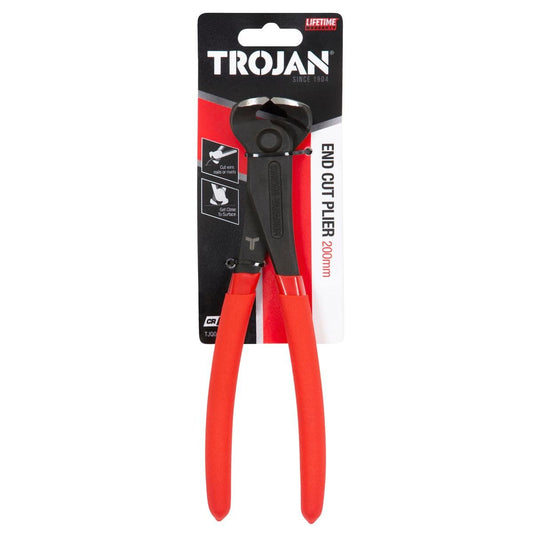 Trojan 200mm End Cut Plier - Chrome Vanadium Steel - Red and Black - Auzzistore