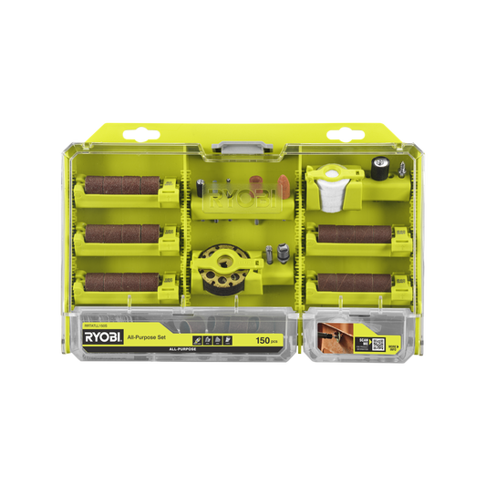 Ryobi 150 Piece Twist Lock Rotary Tool Accessory Set - 55mm x 1mm x 101mm - Versatile for Cutting, Sanding, Polishing - Auzzistore