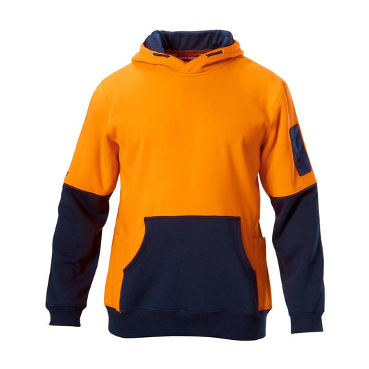 Hard Yakka Hi Vis Hoodie L - Orange Navy - Brushed Fleece - Pockets