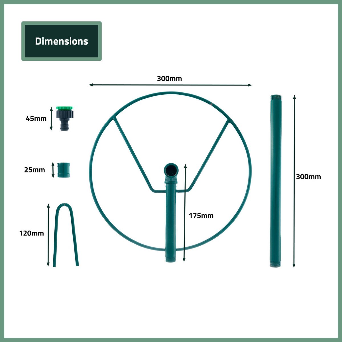 Garden Zen Universal Sprinkler Stand - Metal - 300mm - UV Protected