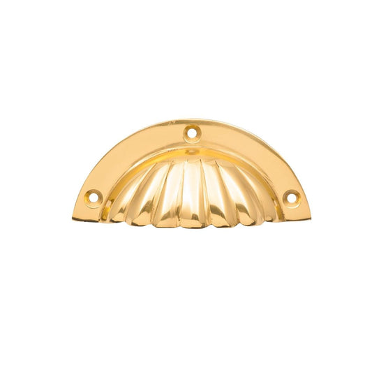 Prestige Brass Shell Cup Drawer Pull Handle - 37mm - Brass - Easy Install