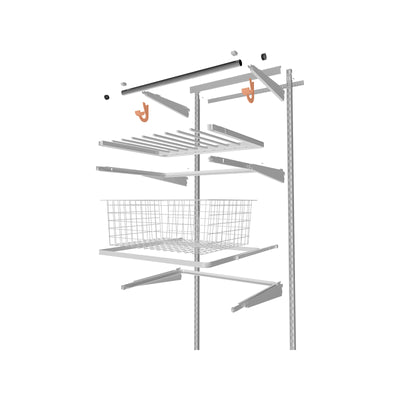 Flexi Storage White Hanging Rod Bracket 2 Pack Steel Easy Install